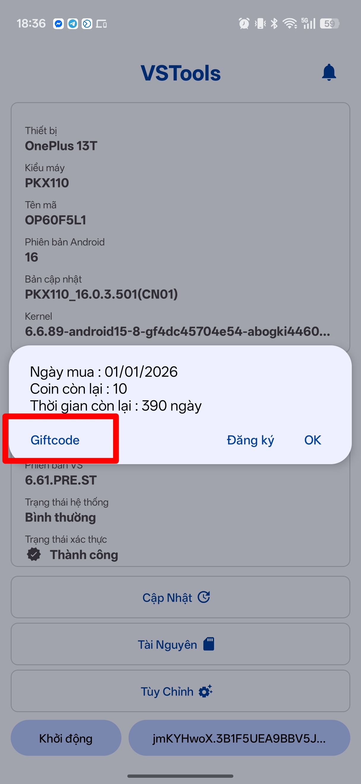 Bước 2: Chọn mục mã quà tặng